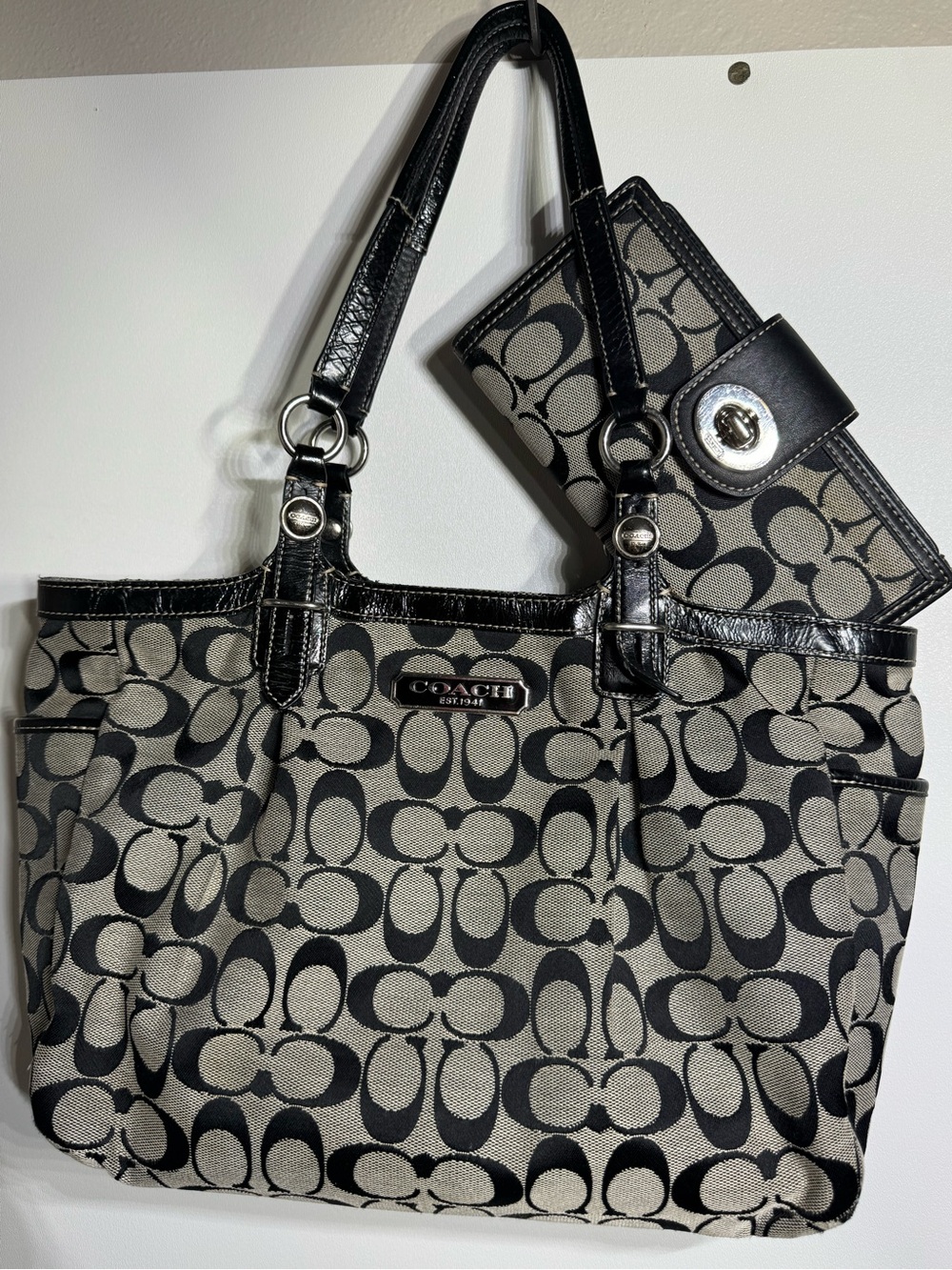 COACH Monogram Tote Bag and Wallet Set